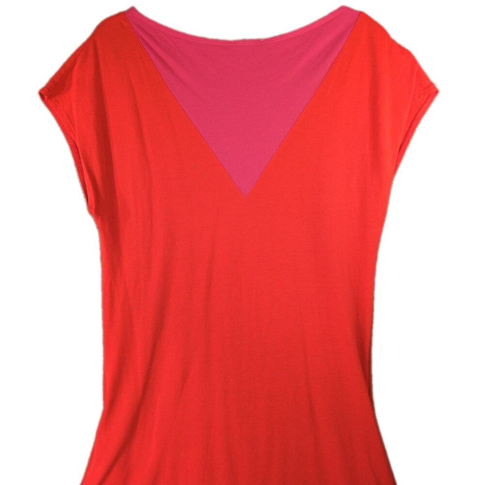Vintage Lacoste Dress Women’s 36 Red Pink Color Block Cotton 80s Logo Cap Sleeve - Picture 9 of 9